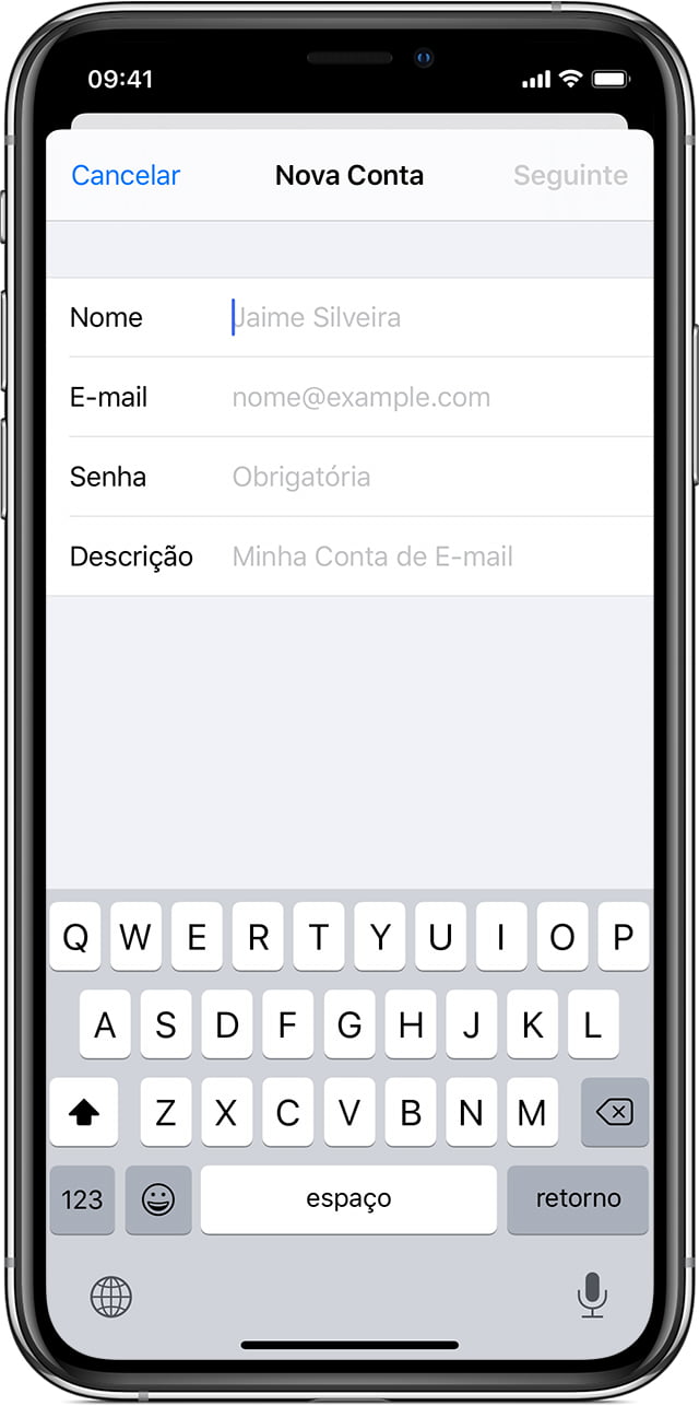 Adicionar uma conta de e-mail ao iPhone, iPad ou iPod touch