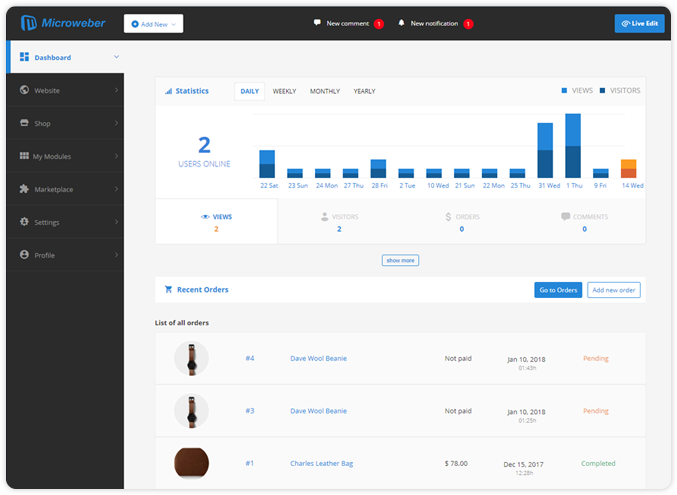 Faça um site com Microweber