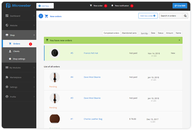 Faça um site com Microweber